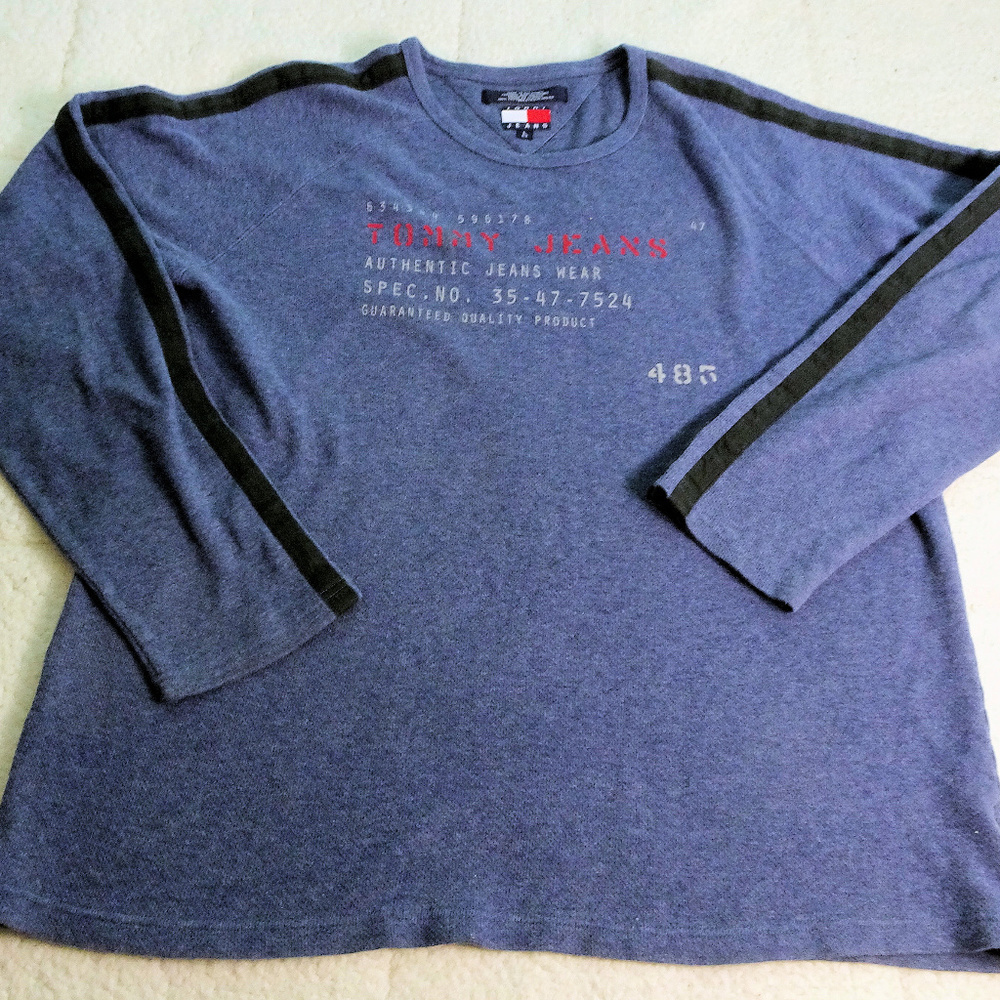 Tommy Jeans Blue L/S Thermal Shirt Large